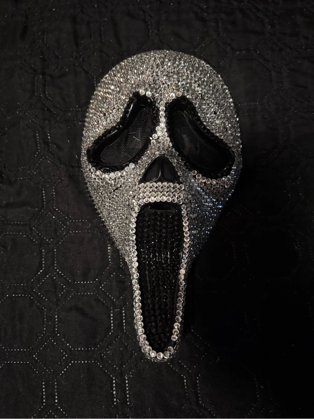 Silver Crystal Rhinestone Scream Mask for Parties
